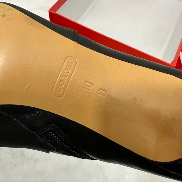 Coach Black Women’s Black Leather Salene Boots w Gold Ankle Bootie Heel Size 10 - Picture 12 of 16